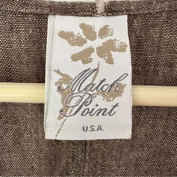 Match Point Linen Top Oversized Lagenlook Sz M Brown/Tan Lagenlook Minimalist - Picture 3 of 8